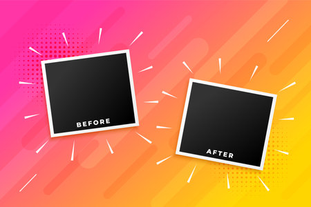 before and after photo frame template in battle concept vector