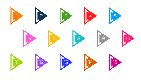 3d directional bullet points colorful icon in pack vector