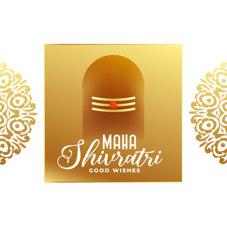 hindu festival maha shivratri wishes card with lord shiva lingam vectorのイラスト素材