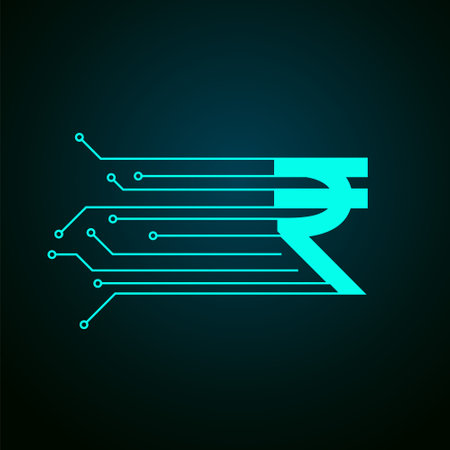 digital money inr indian rupee futuristic circuit technology background vectorのイラスト素材