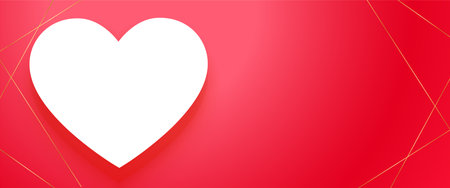 paper cut style heart banner for sending valentines day message vectorのイラスト素材