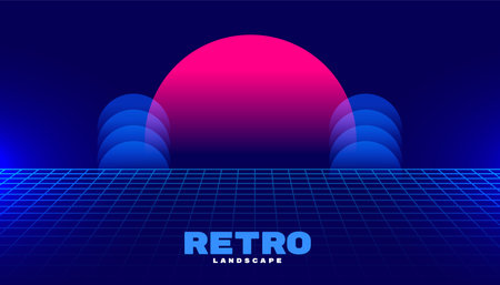 retro style synth wave for futurism inspired background vectorのイラスト素材