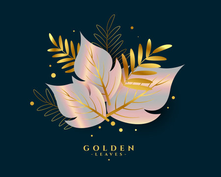 elegant golden leaves with holographic effect graphic designのイラスト素材