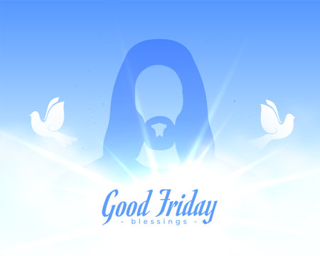 good friday the saint's day greeting card with cloud and peace bird vectorのイラスト素材