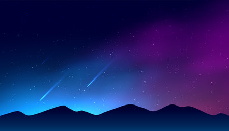 explore the magic of astrology with starry night sky landscape banner vectorのイラスト素材