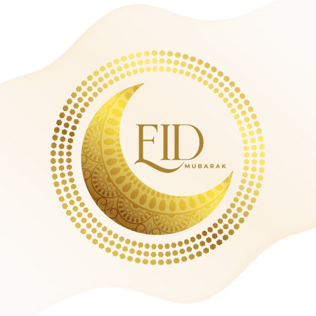 celebrate eid al ad-ha royal card with golden crescent design vectorのイラスト素材