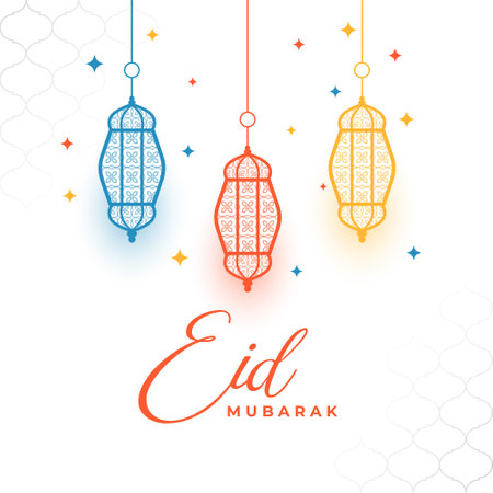 elegant eid ul fitr cultural background with artistic style lamp vectorのイラスト素材