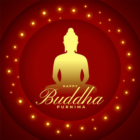 decorative buddha purnima festive background with golden touch vectorのイラスト素材