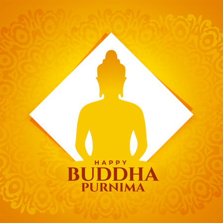 happy buddha purnima spiritual background in paper cut style vectorのイラスト素材