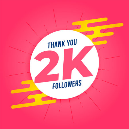 stylish thank you social media 2k followers and subscribers templateのイラスト素材