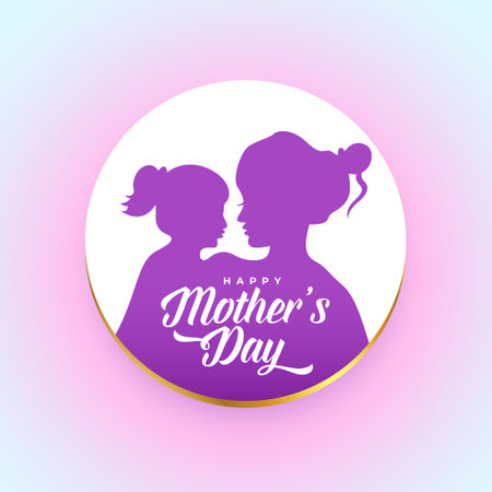 happy mothers day celebration background with mom and child relation vectorのイラスト素材
