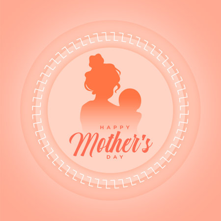 happy mothers day lovely background with mommy and child silhouette vectorのイラスト素材