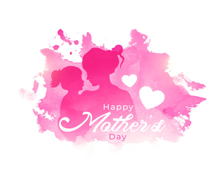 watercolor style mothers day event background with cute love heart vectorのイラスト素材