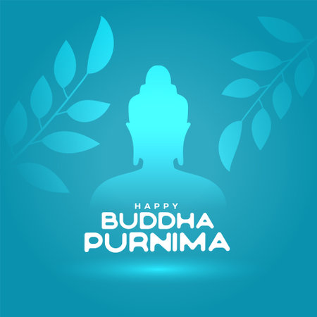 indian religious buddha purnima background with leaves design vectorのイラスト素材