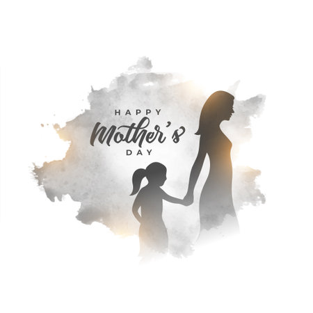 mom and daughter love background in watercolor style vectorのイラスト素材