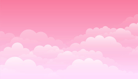 pink color sky background with clouds design vectorのイラスト素材