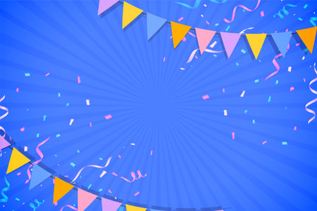 decorative party flag background and confetti design vectorのイラスト素材