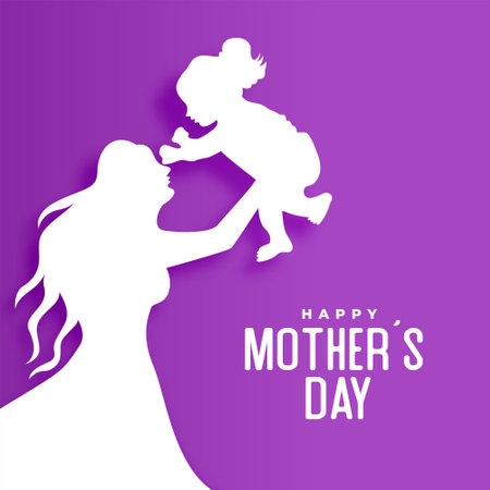 paper cut style mothers day wishes card for mom and daughter love vectorのイラスト素材