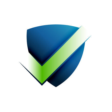 cyber defense logo with checkmark of trust for your digital business vectorのイラスト素材