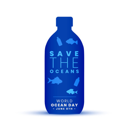 international world ocean day background a call to save nature from plastic vectorのイラスト素材