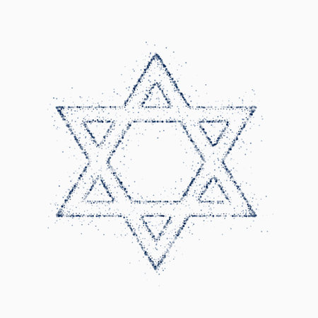 traditional jewish star icon background with particle effect vectorのイラスト素材