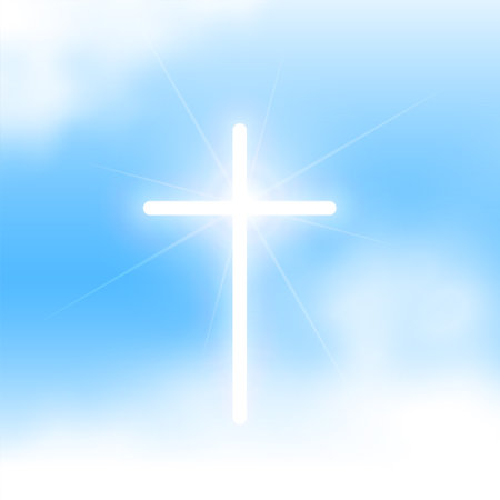 shiny holy cross symbol background with smoke effect vectorのイラスト素材