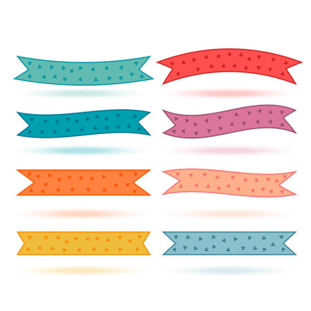 decorative ribbon pattern element background in set vectorのイラスト素材