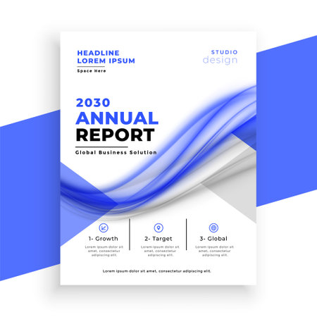 wavy style corporate annual report layout for yearly data vectorのイラスト素材