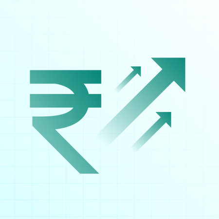 digital indian rupee background with rise up arrow trading concept vectorのイラスト素材