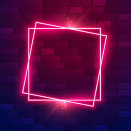 shiny neon pink frame wall backdrop with empty space vectorのイラスト素材