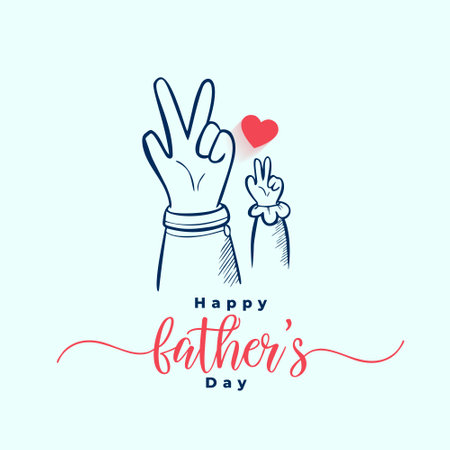 hand drawn father's day greeting card celebrate dad and son love vectorのイラスト素材