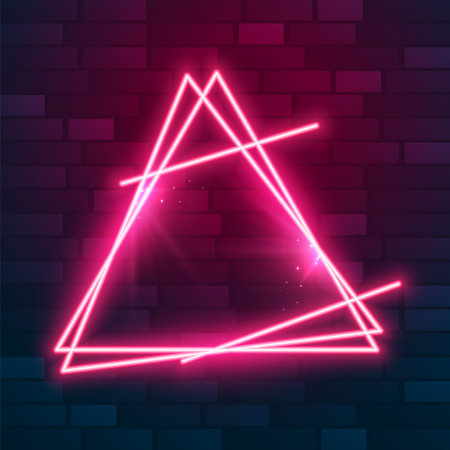 geometric style glowing neon triangle frame background design vectorのイラスト素材