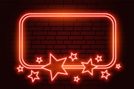 electric led neon frame background with shiny star design vectorのイラスト素材
