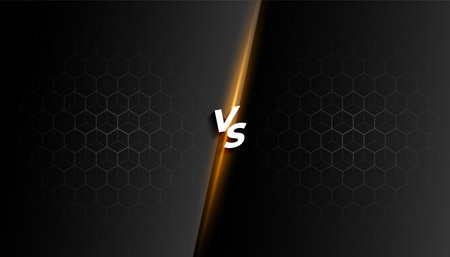dark black duel contest versus vs banner with shiny light effect vectorのイラスト素材