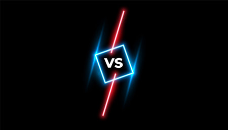 dual combat versus dark banner with glowing neon effect vectorのイラスト素材