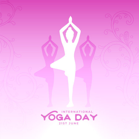 international yoga day celebration background for healthy and calm mind vectorのイラスト素材