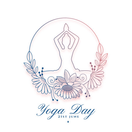 artistic 21st june yoga day background in line style vectorのイラスト素材