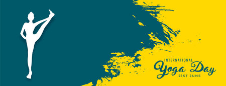 grungy style international yoga day celebration banner design vectorのイラスト素材
