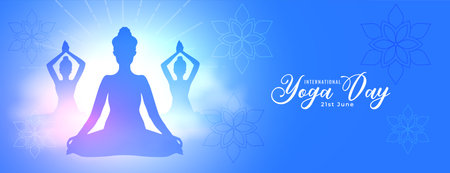 happy yoga day smoky banner boost energy and immunity vectorのイラスト素材