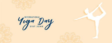 nice international yoga day fitness banner in paper style vectorのイラスト素材