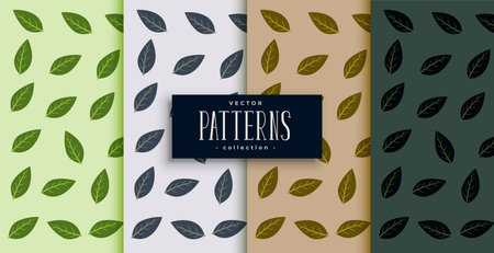 collection of small leaves pattern in various shades backgroundのイラスト素材