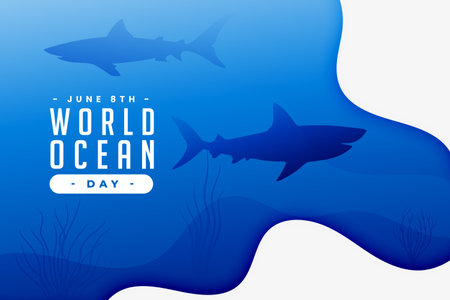 stylish world ocean day background protect underwater aquatic life vectorのイラスト素材