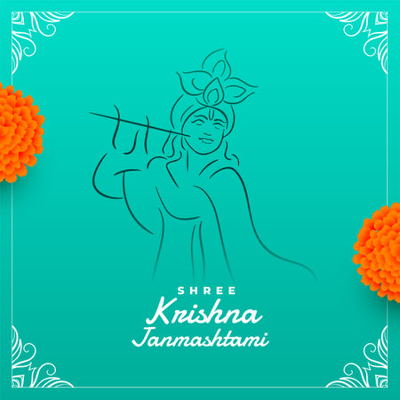 shree krishna janmashtami festival wishes card design vectorのイラスト素材