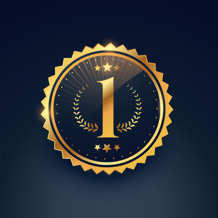 modern and golden number one champion badge design vectorのイラスト素材