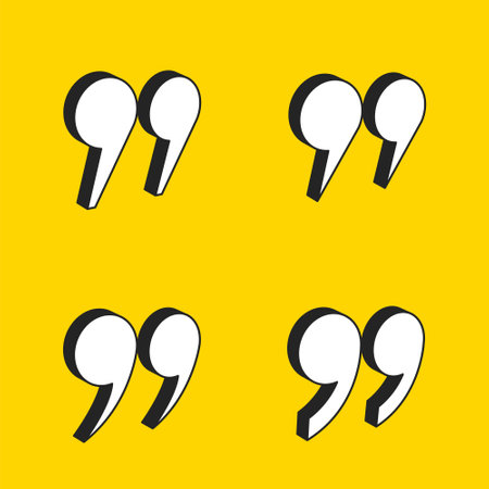 3d style quotation mark sign background in set for speech or opinion vectorのイラスト素材
