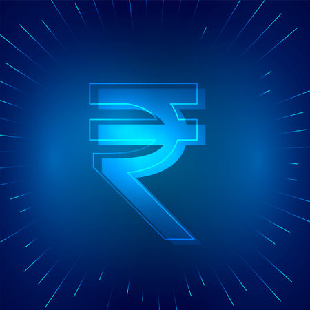 indian digital rupee symbol on blue background vector