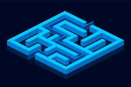 3d style maze puzzle pattern background discover the right path vectorのイラスト素材
