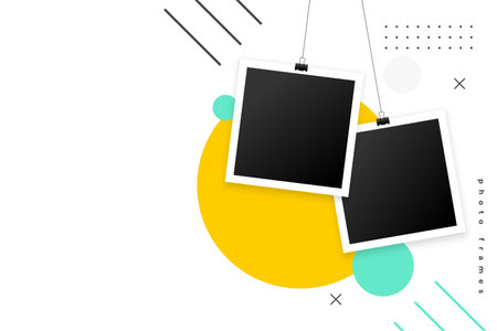 hanging photo frame trendy template for your memory vectorのイラスト素材