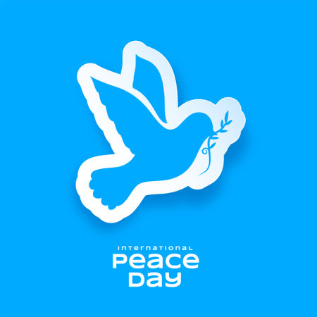 happy world peace day poster with papercut dove bird design vectorのイラスト素材