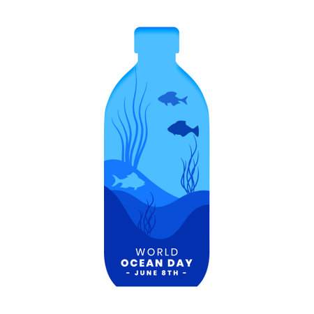world ocean day event background with save and clean water message vectorのイラスト素材